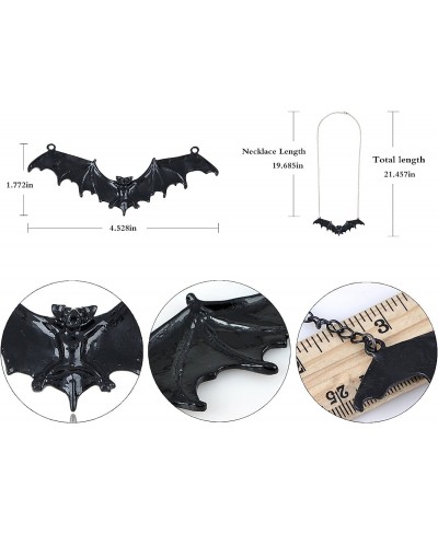 Frightening Halloween Enamel Paint Flying Bat Metal Chain Pendant Necklace $23.13 Pendant Necklaces