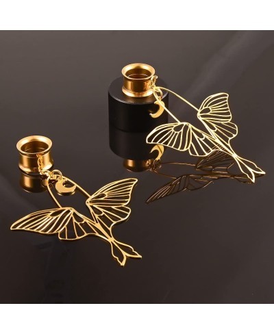 2PCS Elegant Butterfly Pendant Hypoallergenic Stainless Steel 0g 2g Plugs Ear Gauges Tunnels Piercing Expander Stretchers Fas...