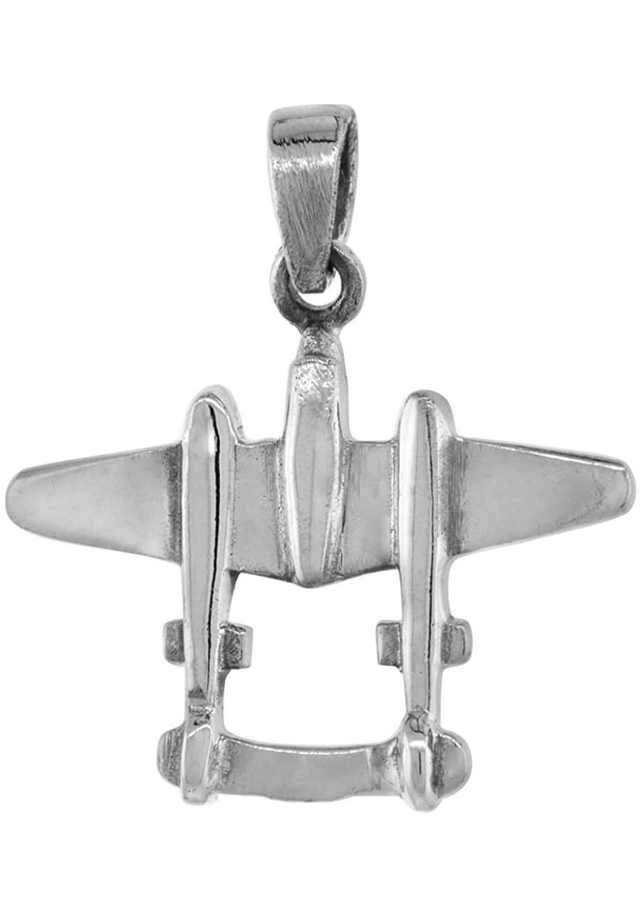 1 1/16 inch Sterling Silver P-38 Lightning Airplane Necklace Diamond-Cut Oxidized finish available with or without chain $27....