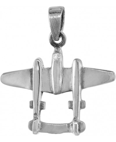 1 1/16 inch Sterling Silver P-38 Lightning Airplane Necklace Diamond-Cut Oxidized finish available with or without chain $27....