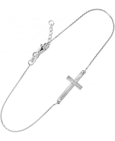 Sterling Silver Cute Diamond Sideways Cross Bracelet (7.50 to 8.00 inches) $42.66 Link