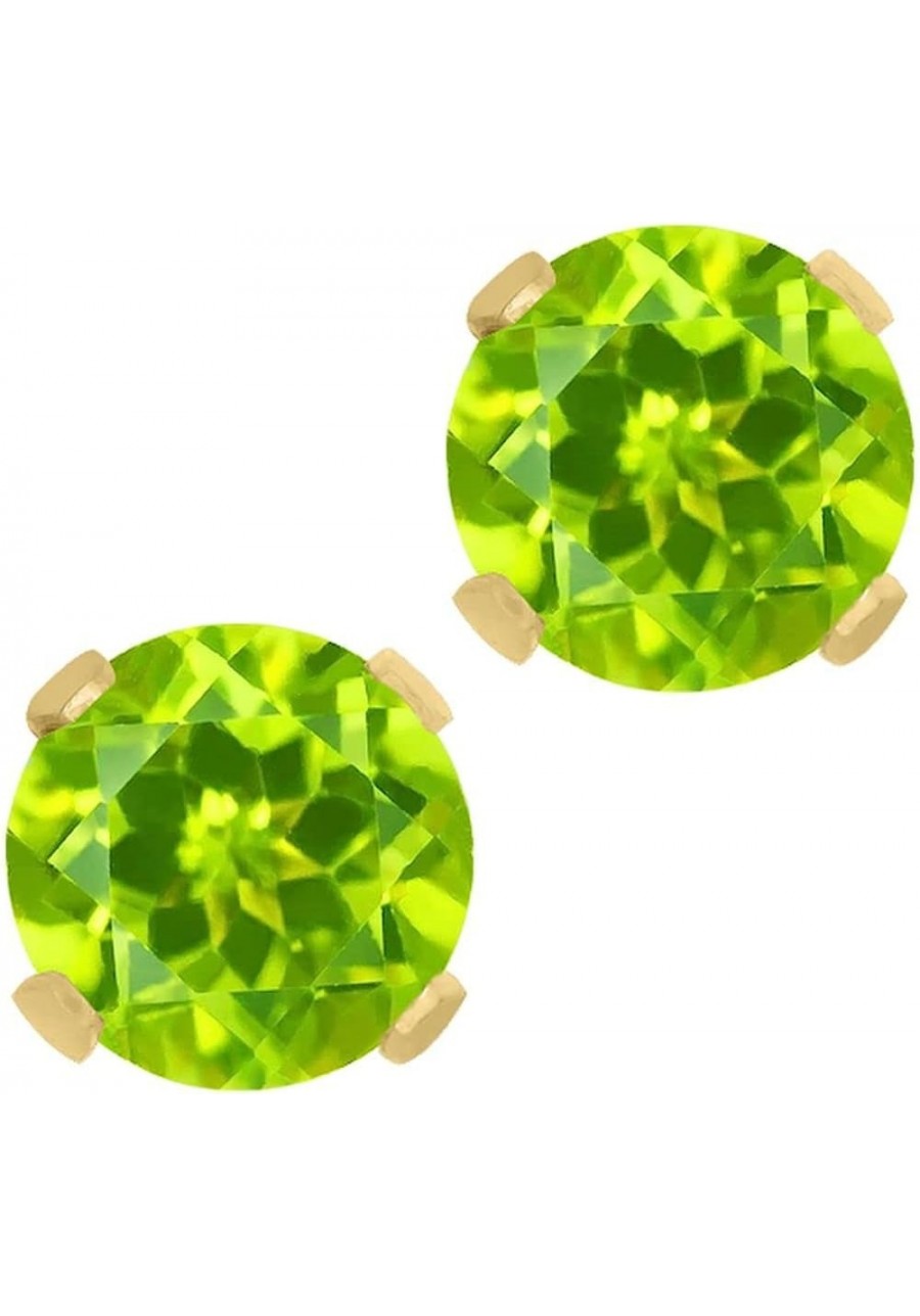 1.00 Ct Round Peridot 14K Yellow Gold Gemstone Birthstone Stud Earrings 5mm $42.14 Stud