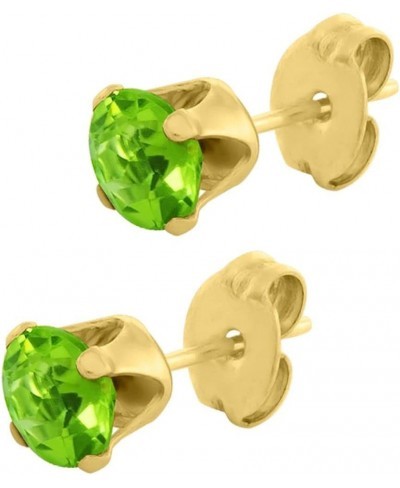 1.00 Ct Round Peridot 14K Yellow Gold Gemstone Birthstone Stud Earrings 5mm $42.14 Stud