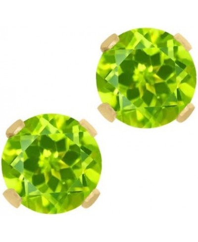 1.00 Ct Round Peridot 14K Yellow Gold Gemstone Birthstone Stud Earrings 5mm $42.14 Stud