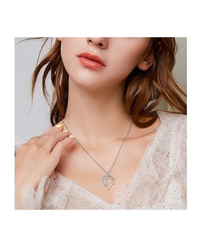 Rose Gold Initial Letter Necklaces for Women S925 Sterling Silver Love Heart Letters with Rose Flower Pendant Birthday Jewelr...