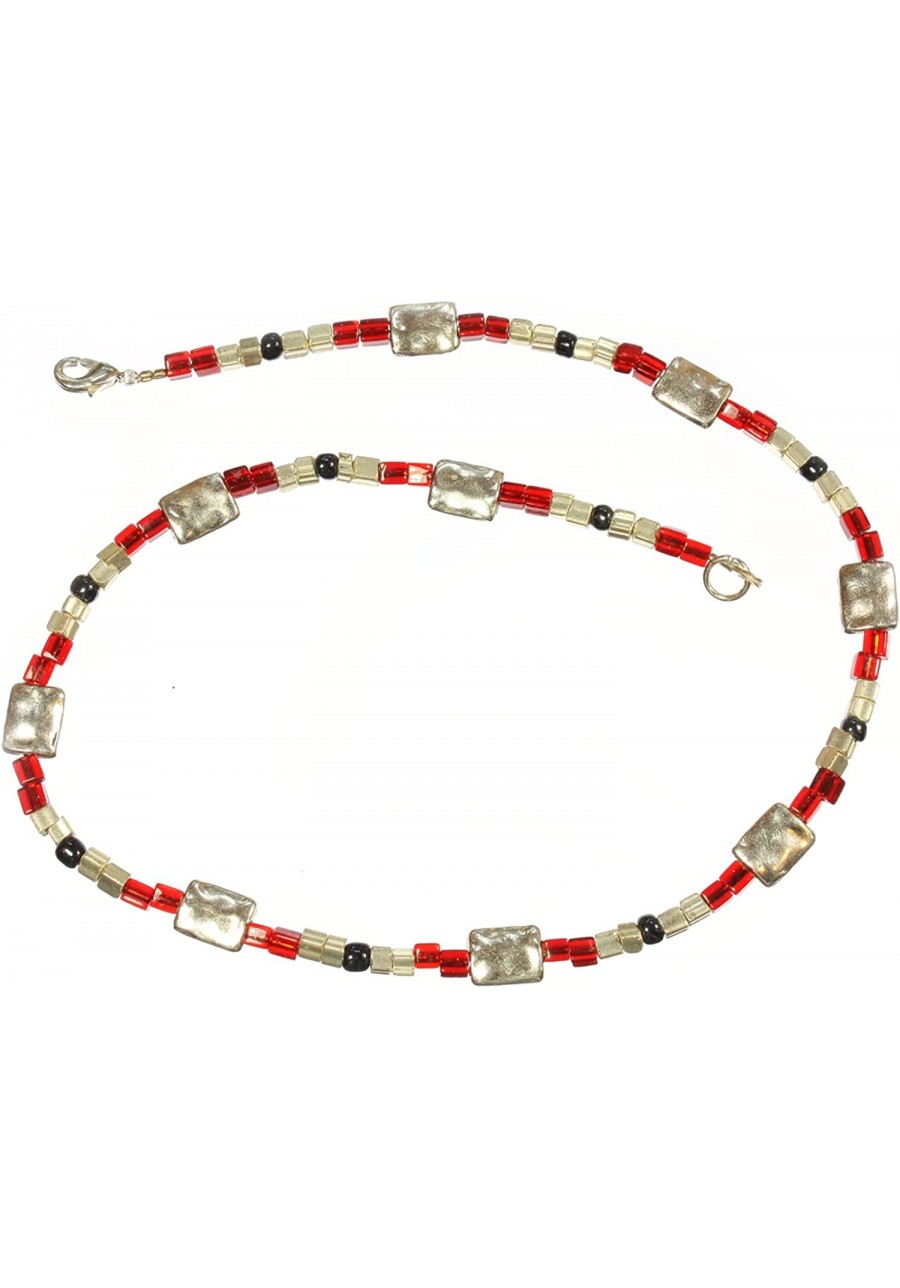 You Light My Fire Bright Red and Shiny Silvertone Choker Necklace 16 Inches Adjustable $19.09 Chokers