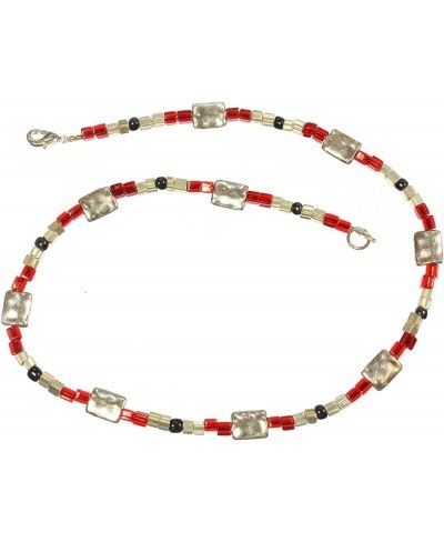 You Light My Fire Bright Red and Shiny Silvertone Choker Necklace 16 Inches Adjustable $19.09 Chokers