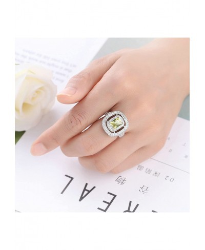 Cute Rings Rings for Teen Girls Aesthetic Yellow Cubic Zirconia White Gold Plated Engagement Ring for Women $14.93 Wedding Bands