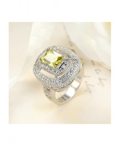 Cute Rings Rings for Teen Girls Aesthetic Yellow Cubic Zirconia White Gold Plated Engagement Ring for Women $14.93 Wedding Bands