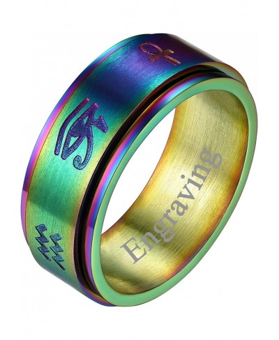 Egypt Jewelry Eye of Horus Rings for Men Women Stainless Steel/18K Gold Plated Personalized Customizable $15.65 Statement