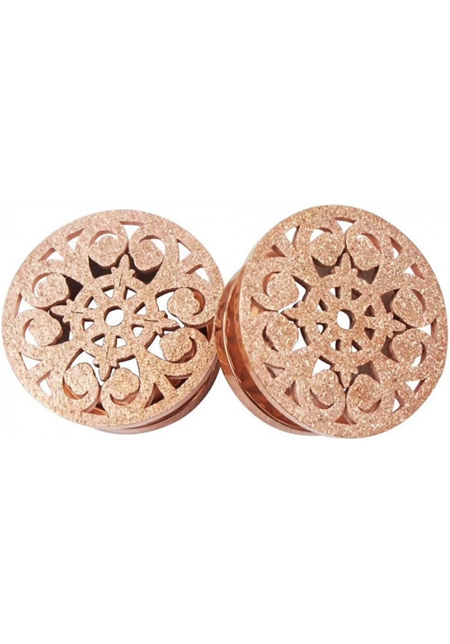 Frosted Filigree Flower Ear Plugs Tunnels Expander Gauges Stretcher Earrings Hollow-Out Screw Stainless Steel Piercing Body J...