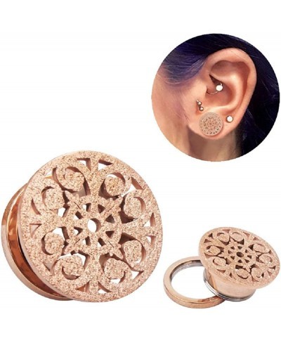 Frosted Filigree Flower Ear Plugs Tunnels Expander Gauges Stretcher Earrings Hollow-Out Screw Stainless Steel Piercing Body J...