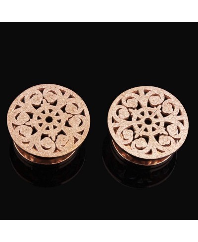 Frosted Filigree Flower Ear Plugs Tunnels Expander Gauges Stretcher Earrings Hollow-Out Screw Stainless Steel Piercing Body J...