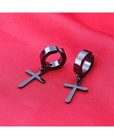 3 Pairs Stainless Steel Ear Clip Non-Piercing Clip on Earrings Set with Cross Dangling for Men Women Boy Girls $12.10 Clip-Ons