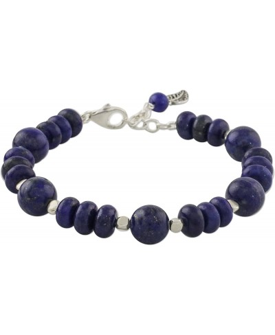 Lapis Lazuli .925 Sterling Silver Beaded Bracelet 7.75" 'Tropical Bubbles' $43.22 Link