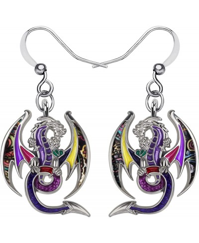 Enamel Alloy Fantasy Dinosaur Dragon Earrings Drop Dangle Fashion Jewelry For Women Girls Charm Gift $9.37 Drop & Dangle