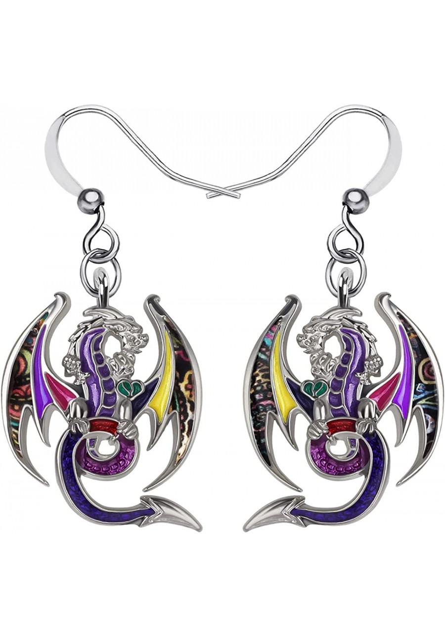 Enamel Alloy Fantasy Dinosaur Dragon Earrings Drop Dangle Fashion Jewelry For Women Girls Charm Gift $9.37 Drop & Dangle