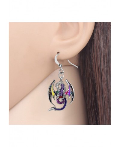 Enamel Alloy Fantasy Dinosaur Dragon Earrings Drop Dangle Fashion Jewelry For Women Girls Charm Gift $9.37 Drop & Dangle