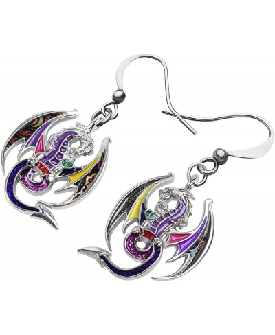 Enamel Alloy Fantasy Dinosaur Dragon Earrings Drop Dangle Fashion Jewelry For Women Girls Charm Gift $9.37 Drop & Dangle