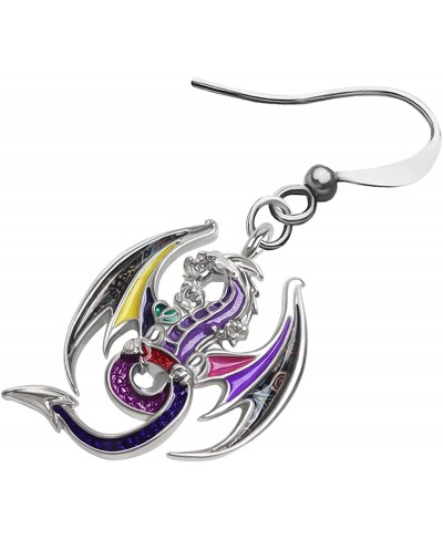 Enamel Alloy Fantasy Dinosaur Dragon Earrings Drop Dangle Fashion Jewelry For Women Girls Charm Gift $9.37 Drop & Dangle