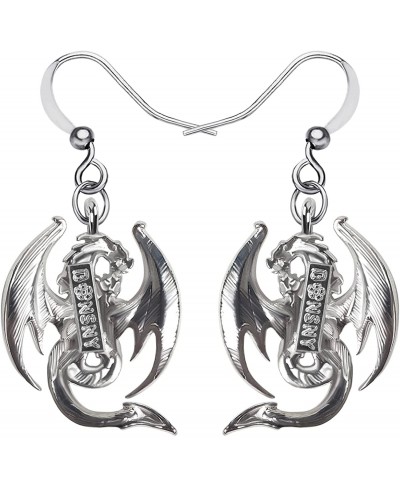 Enamel Alloy Fantasy Dinosaur Dragon Earrings Drop Dangle Fashion Jewelry For Women Girls Charm Gift $9.37 Drop & Dangle