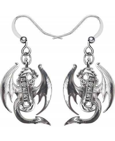 Enamel Alloy Fantasy Dinosaur Dragon Earrings Drop Dangle Fashion Jewelry For Women Girls Charm Gift $9.37 Drop & Dangle