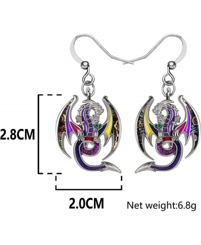 Enamel Alloy Fantasy Dinosaur Dragon Earrings Drop Dangle Fashion Jewelry For Women Girls Charm Gift $9.37 Drop & Dangle