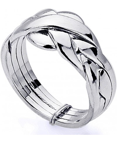 Sterling Silver 4 pcs Band Puzzle Ring 11mm (Size 5 to 15) Size 6 $34.70 Bands