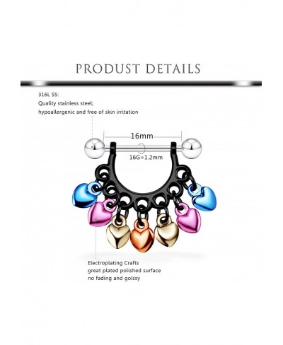 16G 14G Nipple Rings Nipplering for Women 14mm Surgical Steel Dangle Nipple Rings Heart Circle Nipple Hoop Piercing Jewelry $...