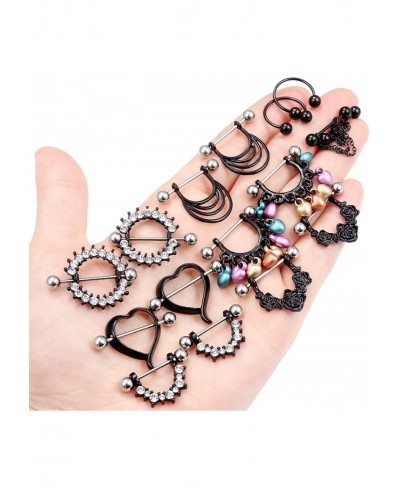 16G 14G Nipple Rings Nipplering for Women 14mm Surgical Steel Dangle Nipple Rings Heart Circle Nipple Hoop Piercing Jewelry $...