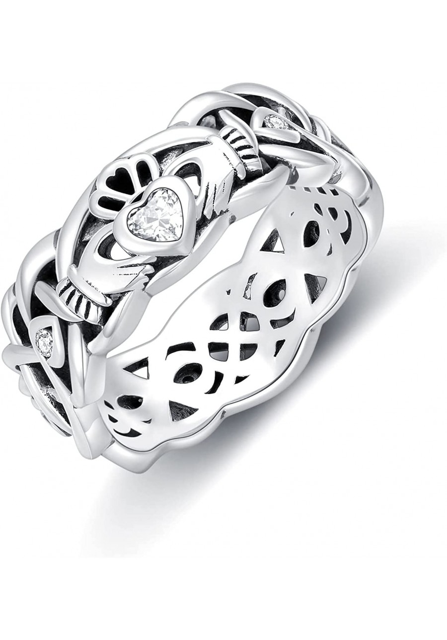 Irish Claddagh Ring 925 Sterling Silver Traditional Claddagh Celtic Knot Band (6) $27.37 Bands