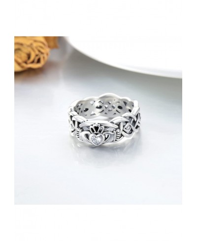 Irish Claddagh Ring 925 Sterling Silver Traditional Claddagh Celtic Knot Band (6) $27.37 Bands