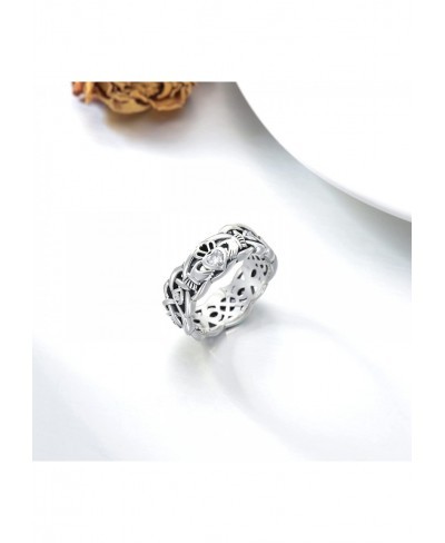 Irish Claddagh Ring 925 Sterling Silver Traditional Claddagh Celtic Knot Band (6) $27.37 Bands