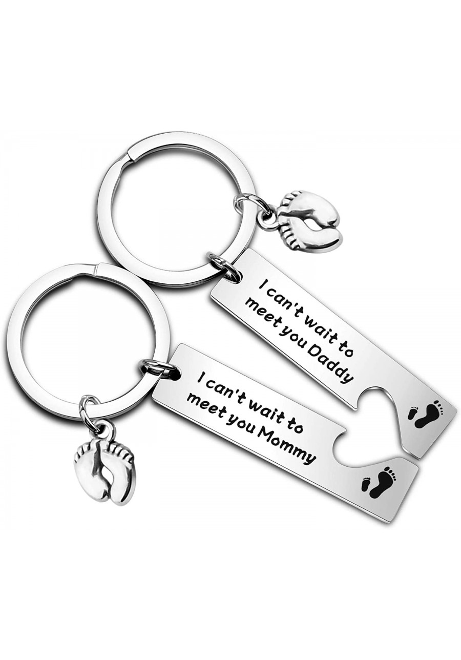 Pregnancy Announcement Gifts I Can't Wait to Meet You Daddy Mommy Keychain Set New Born Gift for Expecting Parents $13.11 Pen...