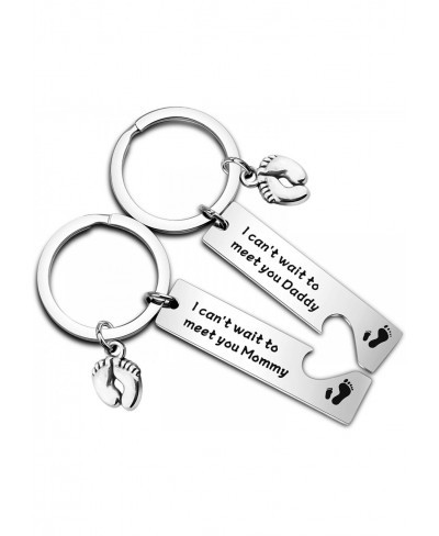 Pregnancy Announcement Gifts I Can't Wait to Meet You Daddy Mommy Keychain Set New Born Gift for Expecting Parents $13.11 Pen...