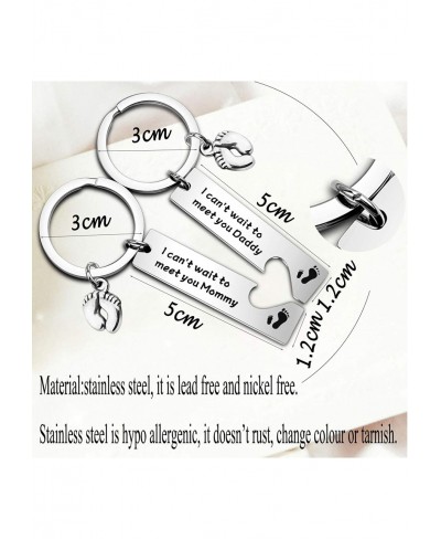 Pregnancy Announcement Gifts I Can't Wait to Meet You Daddy Mommy Keychain Set New Born Gift for Expecting Parents $13.11 Pen...