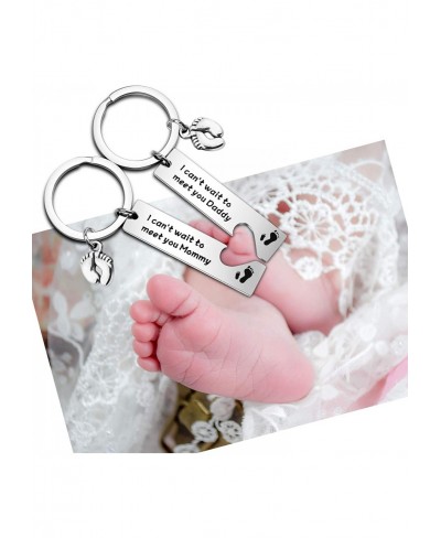 Pregnancy Announcement Gifts I Can't Wait to Meet You Daddy Mommy Keychain Set New Born Gift for Expecting Parents $13.11 Pen...