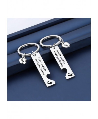 Pregnancy Announcement Gifts I Can't Wait to Meet You Daddy Mommy Keychain Set New Born Gift for Expecting Parents $13.11 Pen...