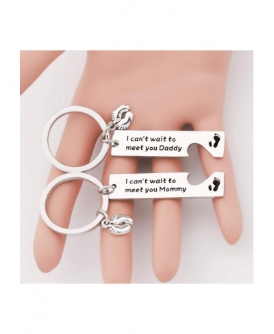 Pregnancy Announcement Gifts I Can't Wait to Meet You Daddy Mommy Keychain Set New Born Gift for Expecting Parents $13.11 Pen...