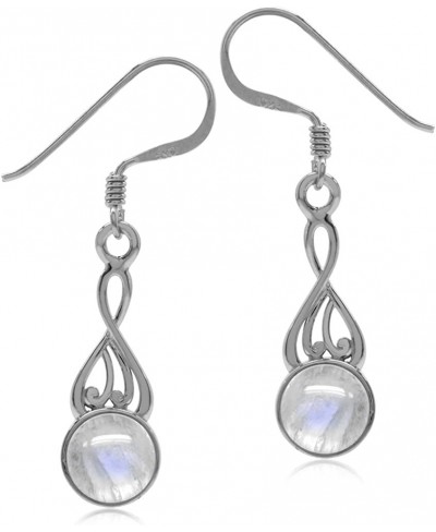 Natural Moonstone White Gold Plated 925 Sterling Silver Victorian Swirl Style Dangle Hook Earrings $23.14 Drop & Dangle