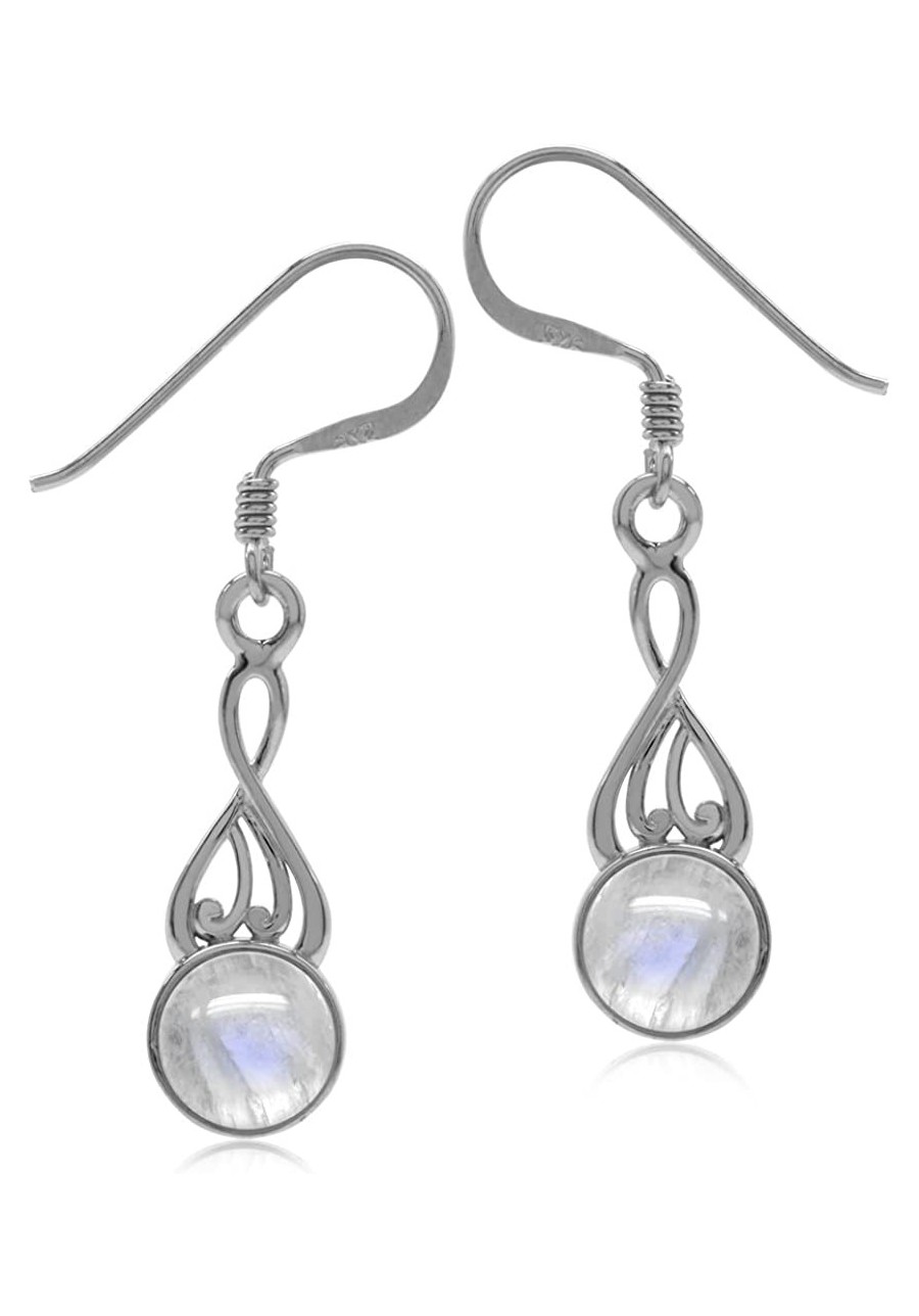 Natural Moonstone White Gold Plated 925 Sterling Silver Victorian Swirl Style Dangle Hook Earrings $23.14 Drop & Dangle