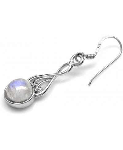 Natural Moonstone White Gold Plated 925 Sterling Silver Victorian Swirl Style Dangle Hook Earrings $23.14 Drop & Dangle