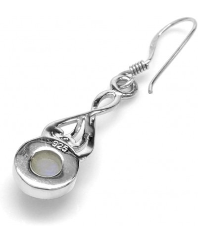 Natural Moonstone White Gold Plated 925 Sterling Silver Victorian Swirl Style Dangle Hook Earrings $23.14 Drop & Dangle