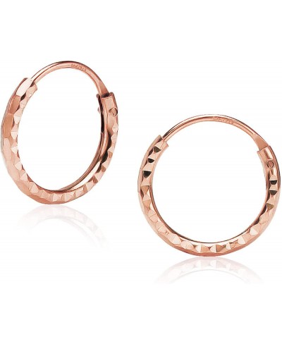 Rose Gold Plated 925 Sterling Silver 10mm Diamond Cut Small Hoop Earrings $11.72 Hoop