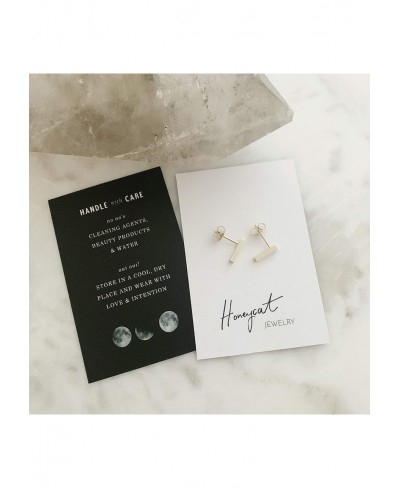 Flat Drop Bar Stud Earrings in Gold Rose Gold or Silver Minimalist Delicate Jewelry $14.56 Y-Necklaces