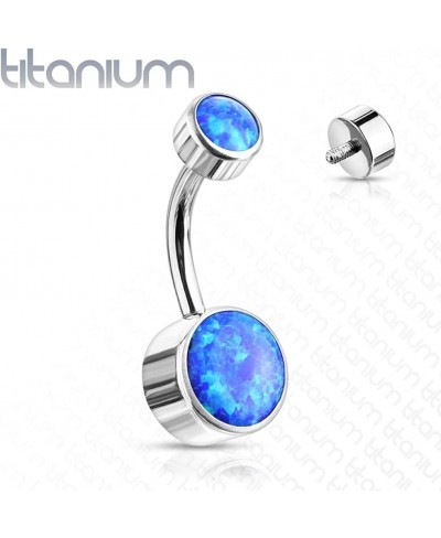 Implant Grade Titanium Iternally Threaded Top Doube Round Opal Bezel Set Belly Button Ring (Sold Per Piece) $15.83 Piercing J...