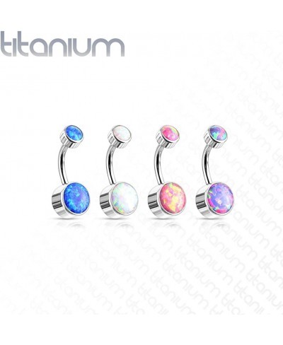 Implant Grade Titanium Iternally Threaded Top Doube Round Opal Bezel Set Belly Button Ring (Sold Per Piece) $15.83 Piercing J...