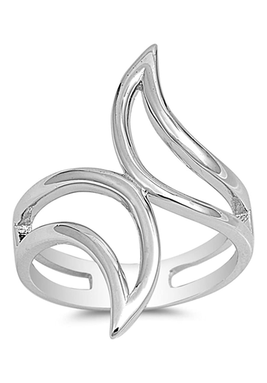 Wave Cutout Flame Ring New .925 Sterling Silver Band Sizes 5-10 $26.24 Bands