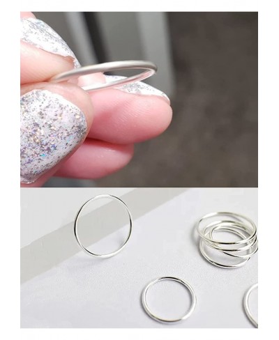 925 Sterling Silver 1.2mm Stacked Midi Thin Rings for Women Knuckle Ring Band Stacking Ring Set Size 2.5-8.5 (Silver 8 Pcs) $...