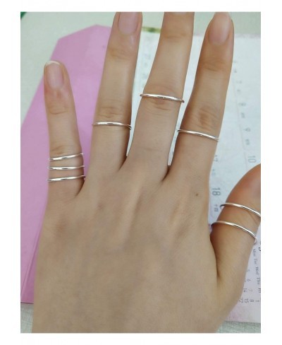 925 Sterling Silver 1.2mm Stacked Midi Thin Rings for Women Knuckle Ring Band Stacking Ring Set Size 2.5-8.5 (Silver 8 Pcs) $...